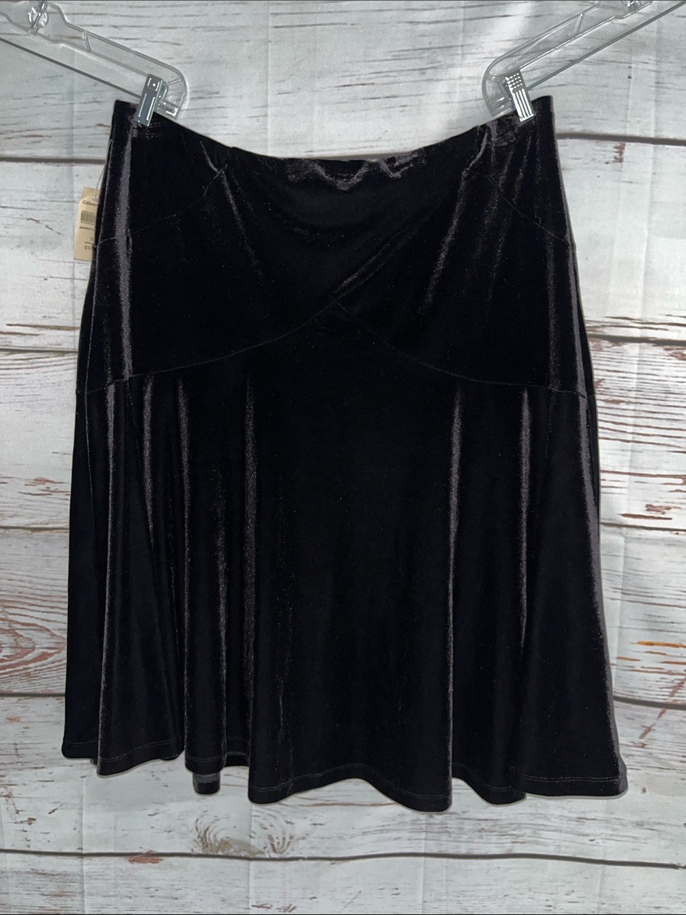 Coldwater Creek NWT Size 1X (16W-18W) Black Velvet A-Line Skirt
